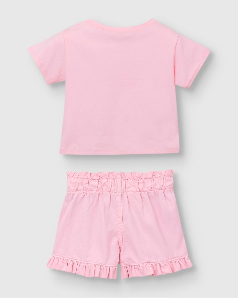 Conjunto Menina Blusa Com Bordado E Shorts Babados - Carinhoso