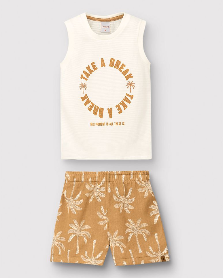 Conjunto Menino Regata Take A Break Em Malha Texturizada - Carinhoso