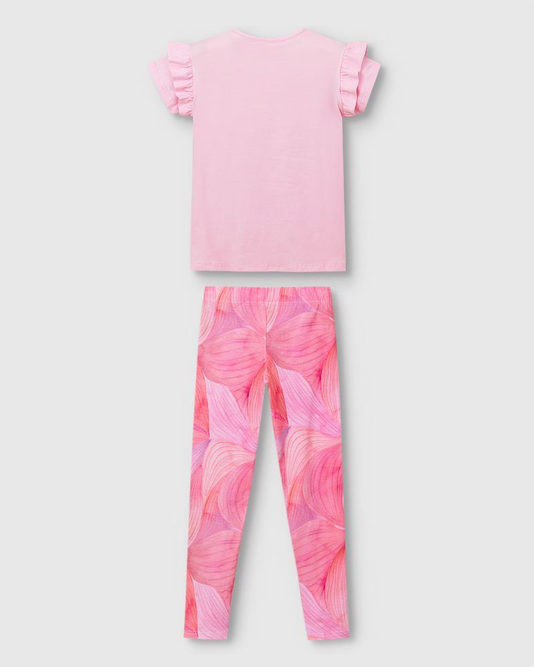 Conjunto Menina Blusa Estampa Com Strass E Calça Legging Em Algodão - Carinhoso