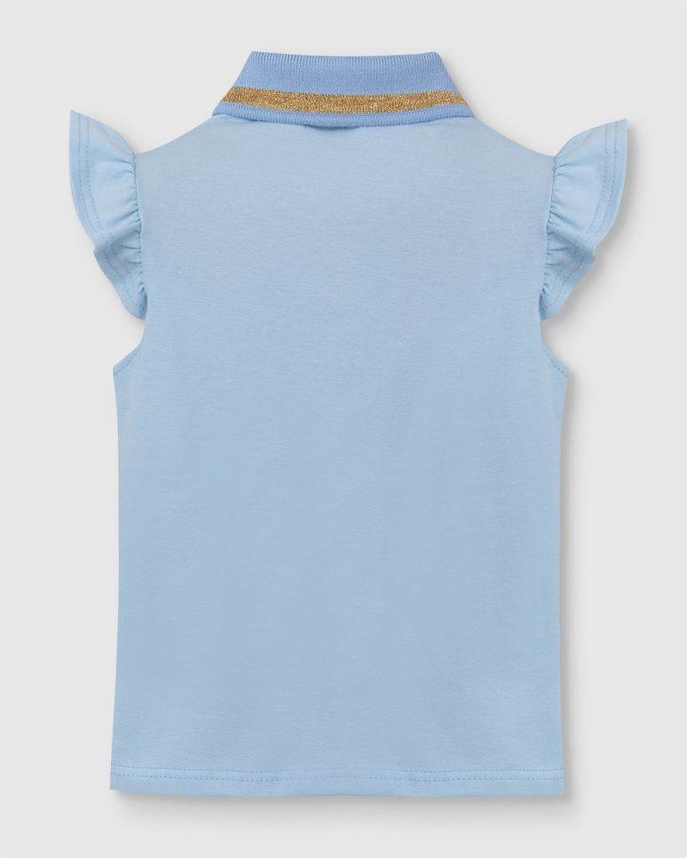 Blusa Polo Menina Peitilho Frontal E Detalhe Babado Em Algodão - Carinhoso