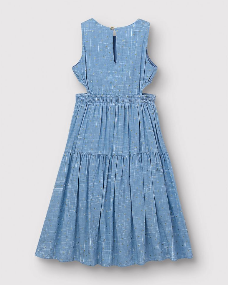 Vestido Menina Midi Detalhe Vazado Lateral Em Viscose - Carinhoso