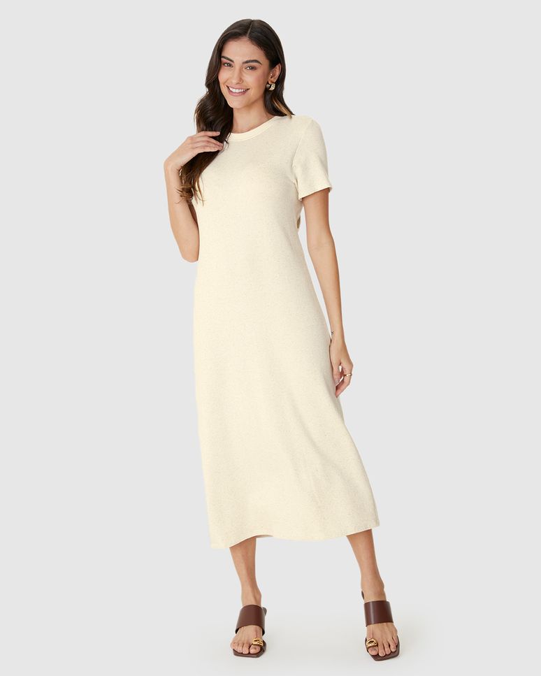 Vestido Midi Feminino Detalhe Vazado Costas Em Moletom Viscolinho Stretch