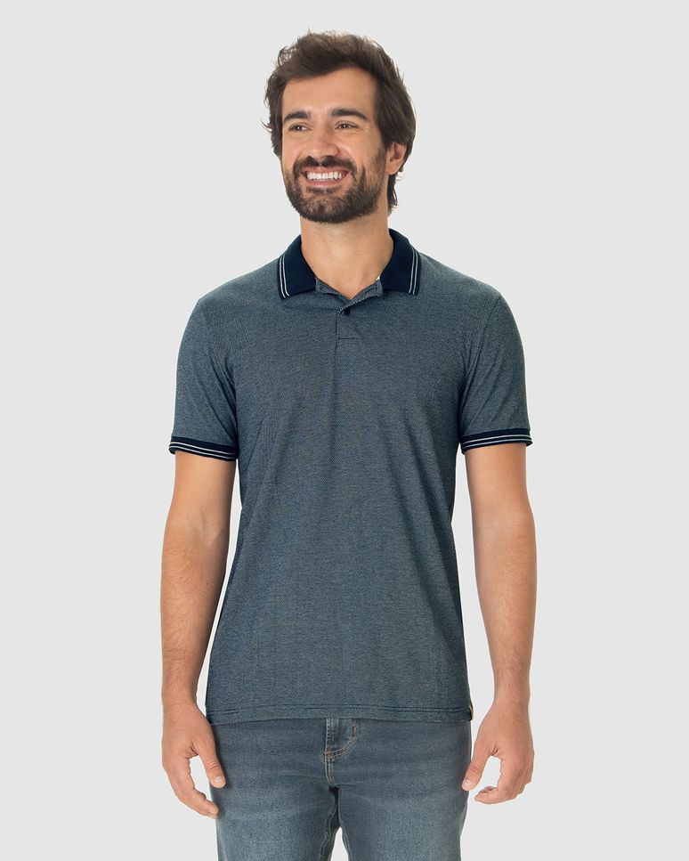 Camisa Polo Masculina Regular Em Piquet Pontilhado