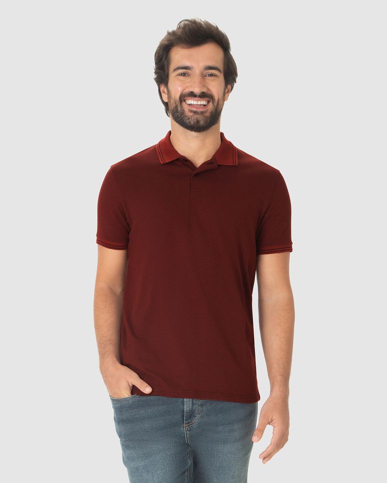 Camisa Polo Masculina Regular Em Piquet Pontilhado