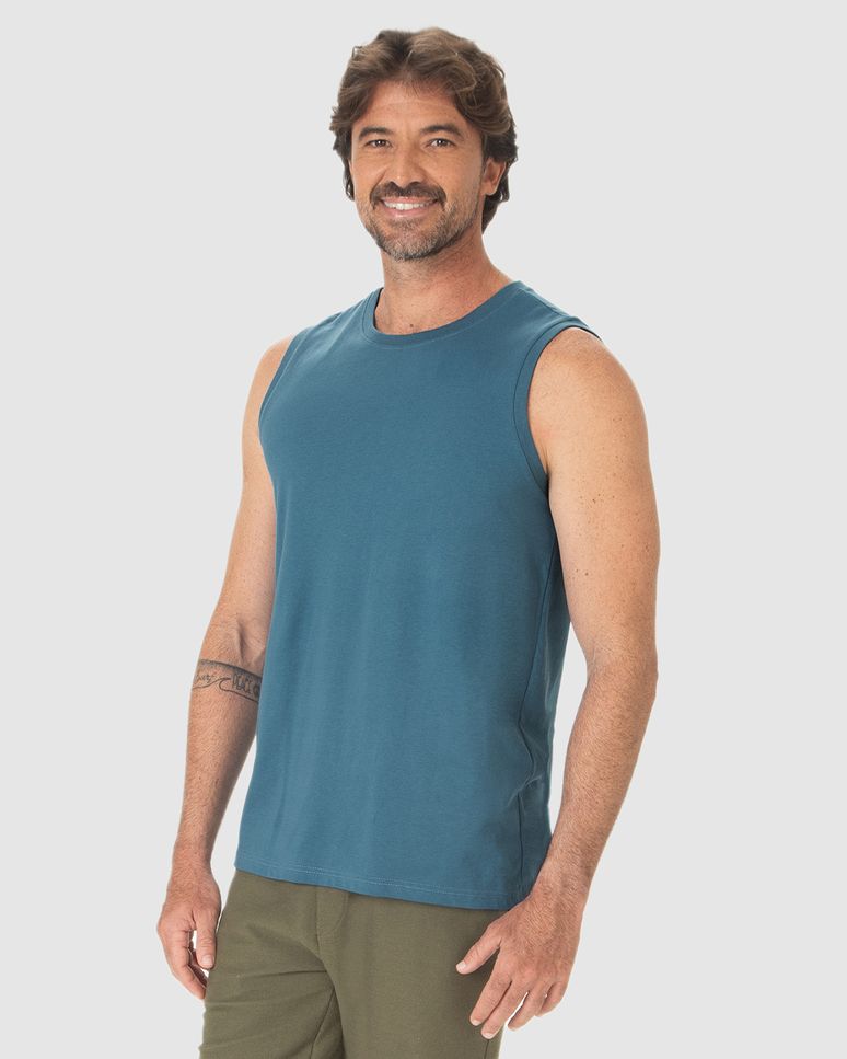 Regata Básica Masculina Cava Ajustada Em Algodão