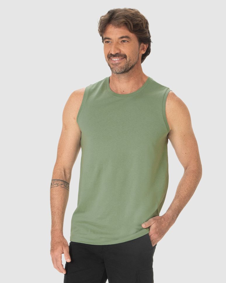 Regata Básica Masculina Cava Ajustada Em Algodão