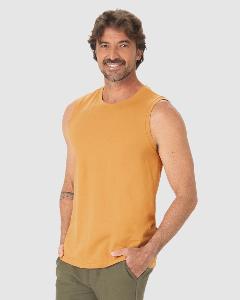 Regata Básica Masculina Cava Ajustada Em Algodão