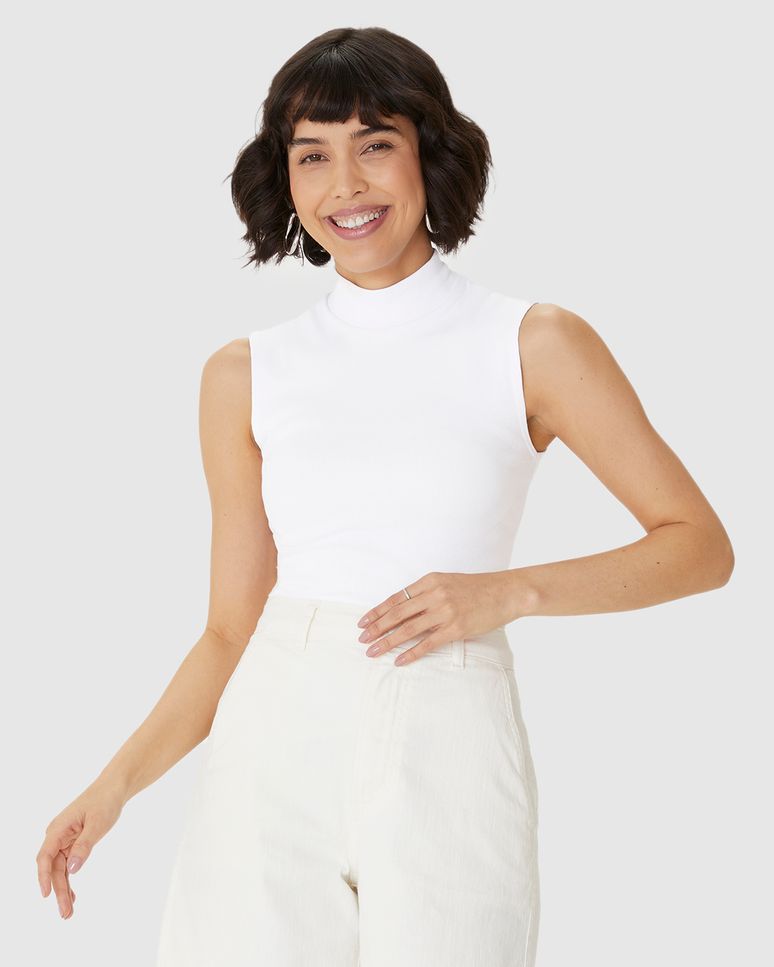 Regata Básica Feminina Gola Alta Em Ribana