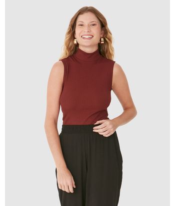 Regata Básica Feminina Gola Alta Em Ribana