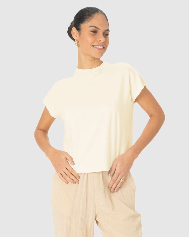 Blusa Básica Feminina Manga Curta Sem Cavas Em Malha Algodão Comfy