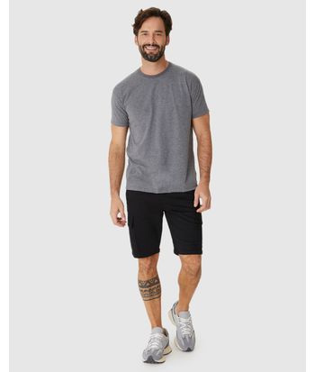 Bermuda Cargo Masculina Cintura Média Em Sarja Moletom Stretch