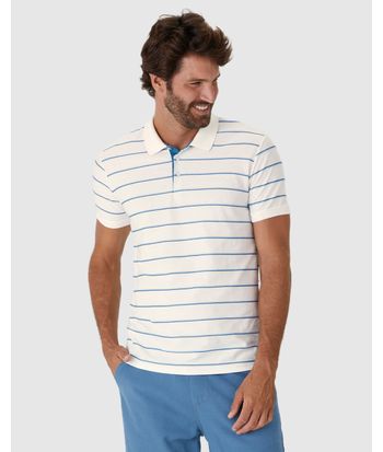 Camisa Polo Masculina Estampa Listrada Em Malha Texturizada