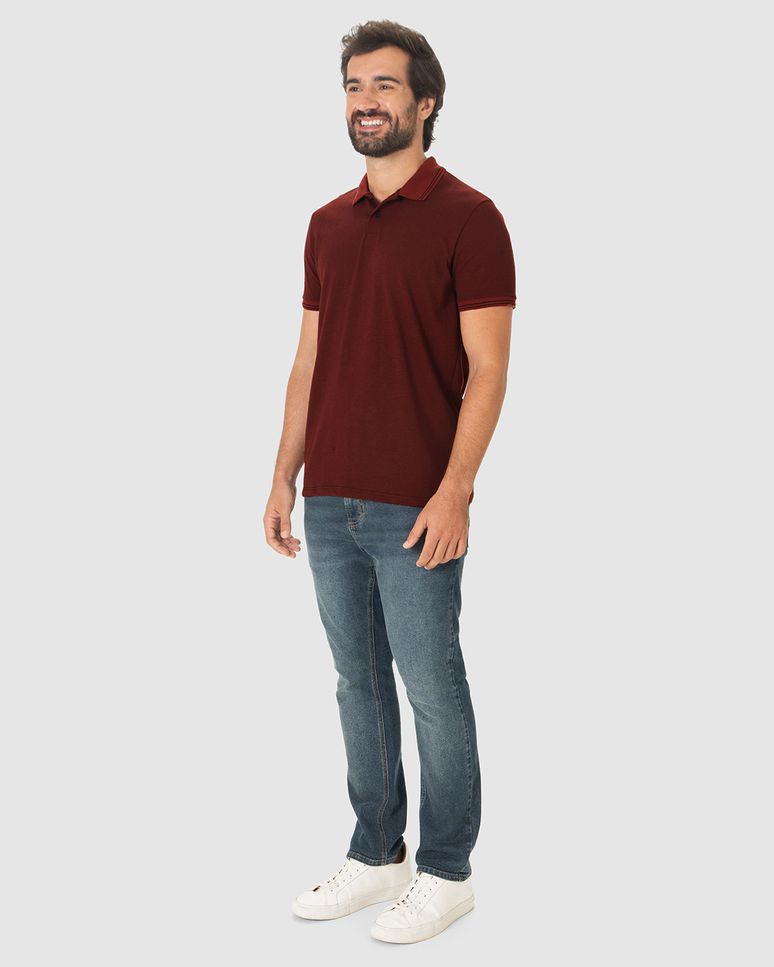 Camisa Polo Masculina Regular Em Piquet Pontilhado