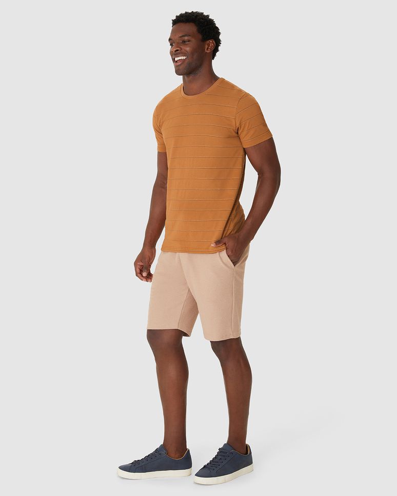 Camiseta Masculina Slim Manga Curta Estampa Listrada Em Malha Texturizada