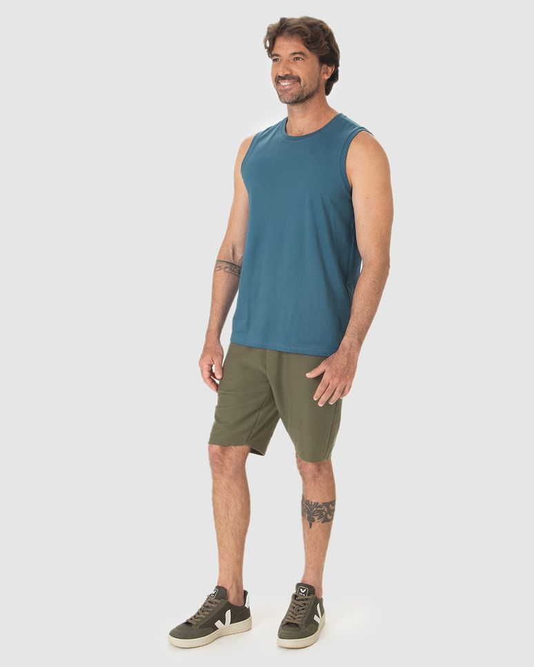 Regata Básica Masculina Cava Ajustada Em Algodão