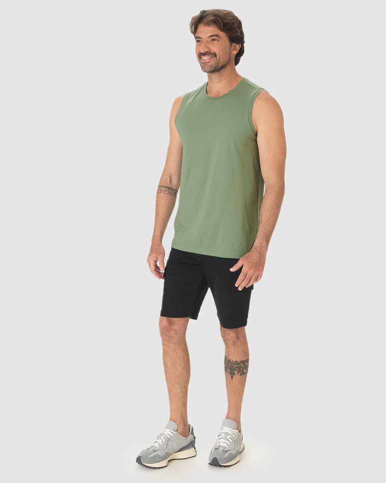 Regata Básica Masculina Cava Ajustada Em Algodão