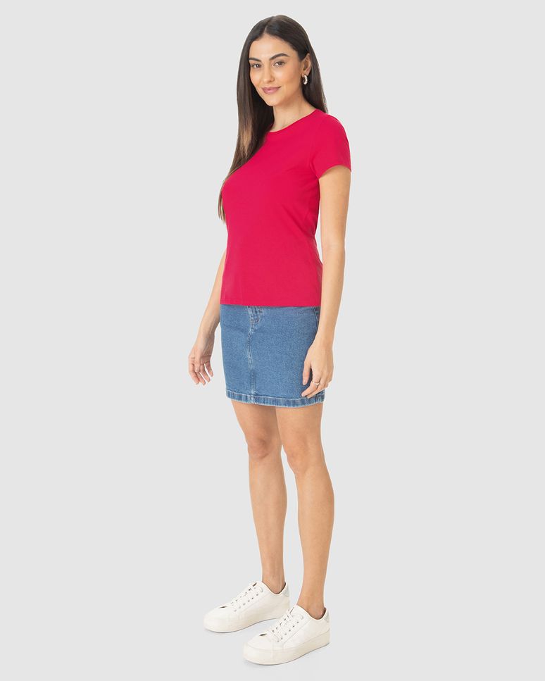 Camiseta Básica Feminina Slim Em Algodão
