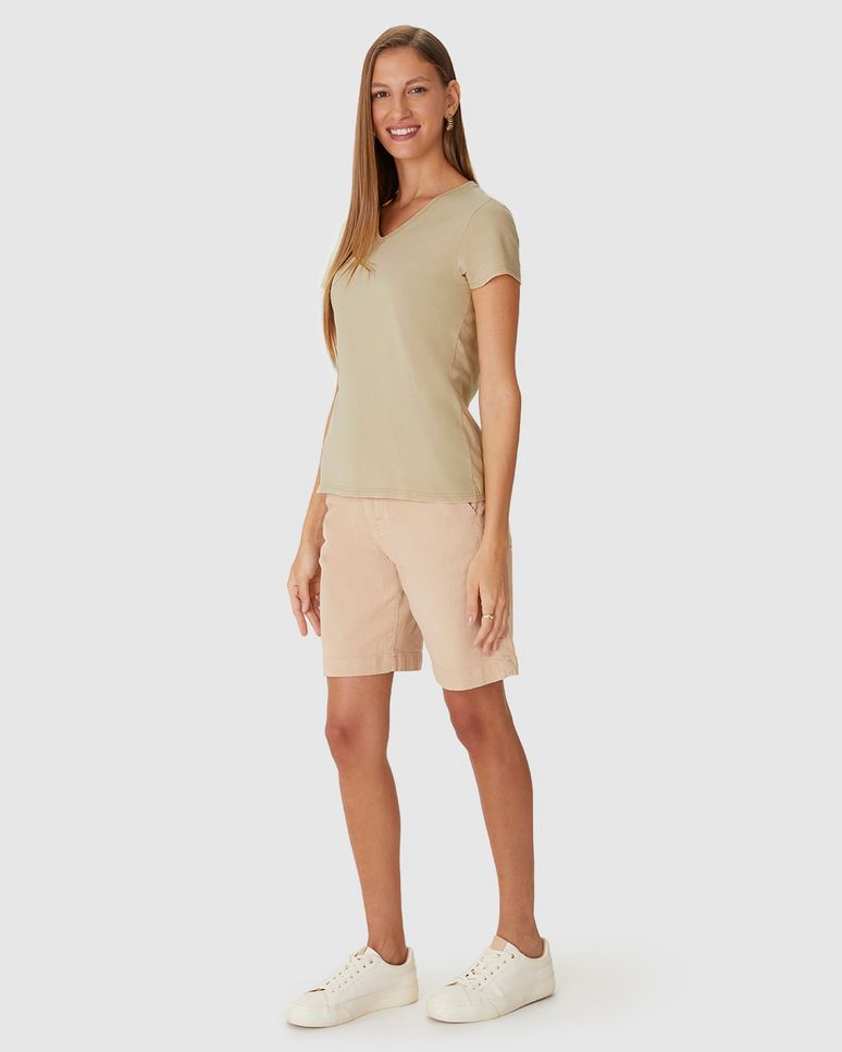Blusa Básica Feminina Decote V Em Algodão