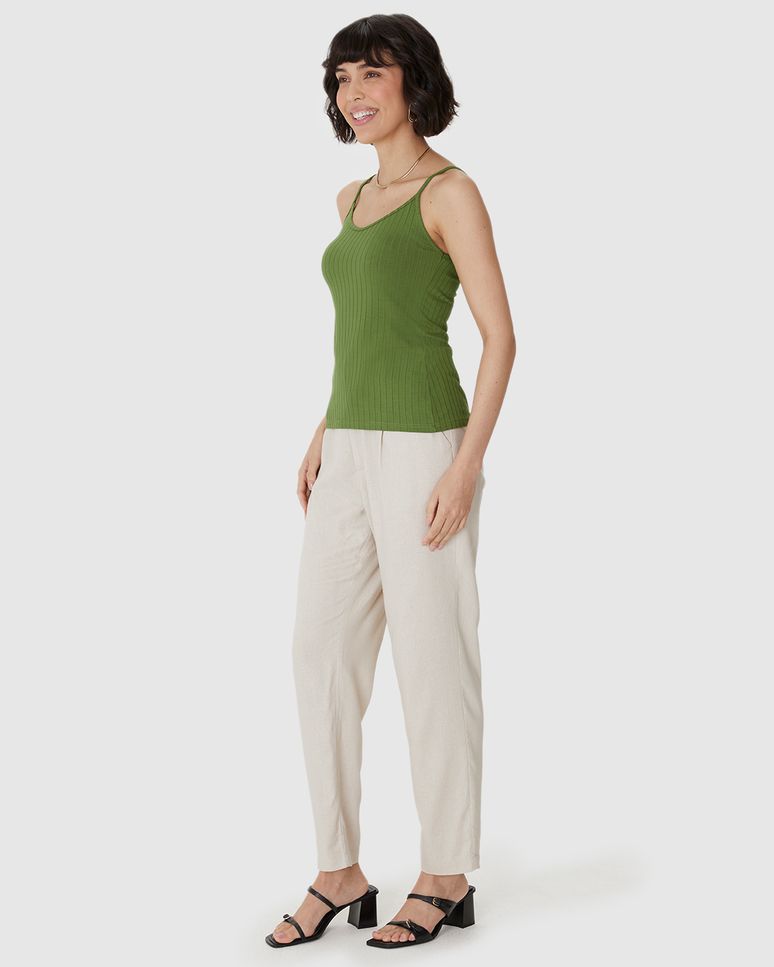 Regata Básica Feminina Alça Fina Em Canelada De Viscose