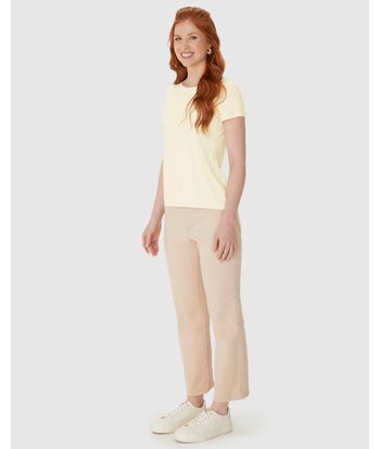 Blusa Básica Feminina Manga Curta Em Malha Viscolinho Stretch