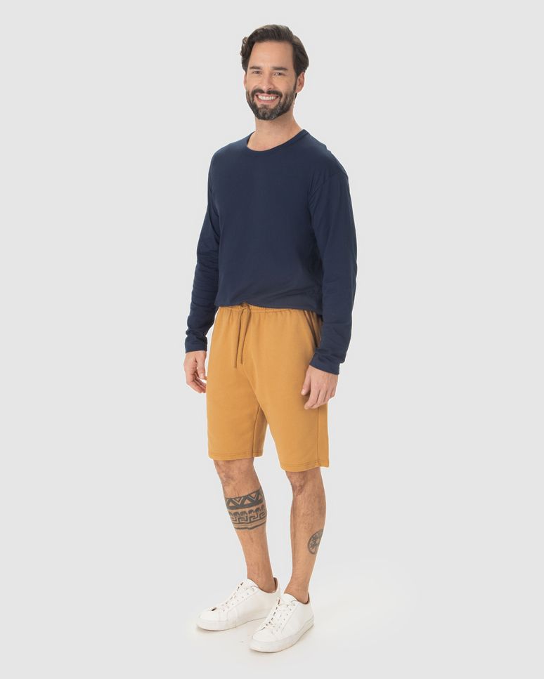 Bermuda Básica Masculina Comfort Bolso Funcional Em Moletom