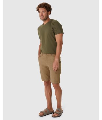 Bermuda Cargo Masculina Cintura Média Em Sarja Moletom Stretch