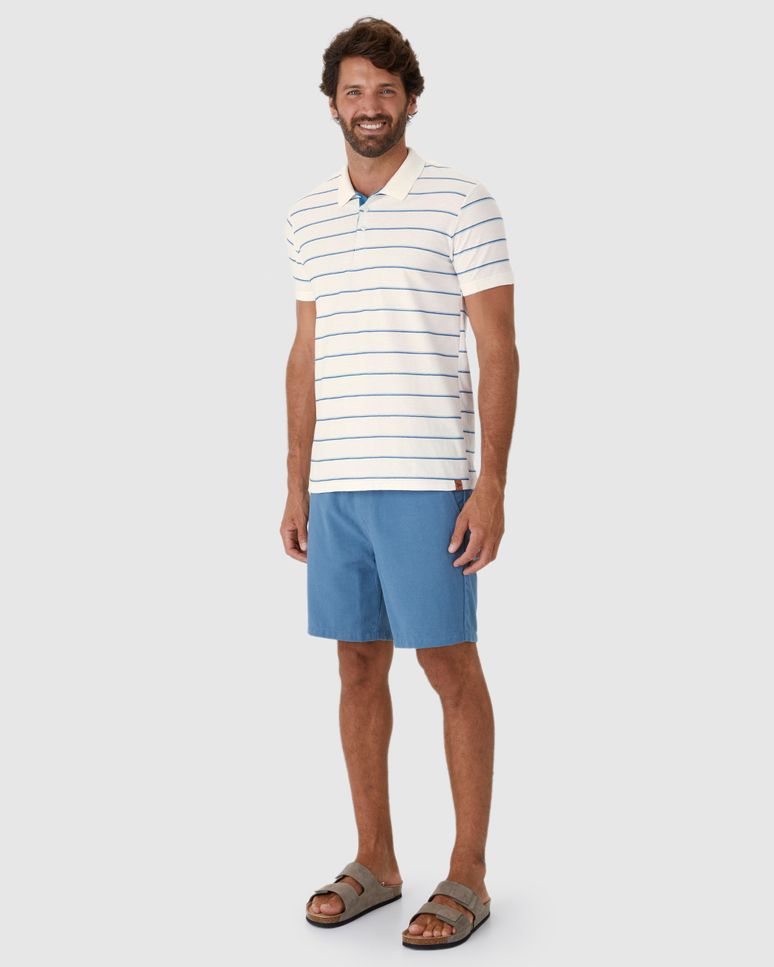 Camisa Polo Masculina Estampa Listrada Em Malha Texturizada