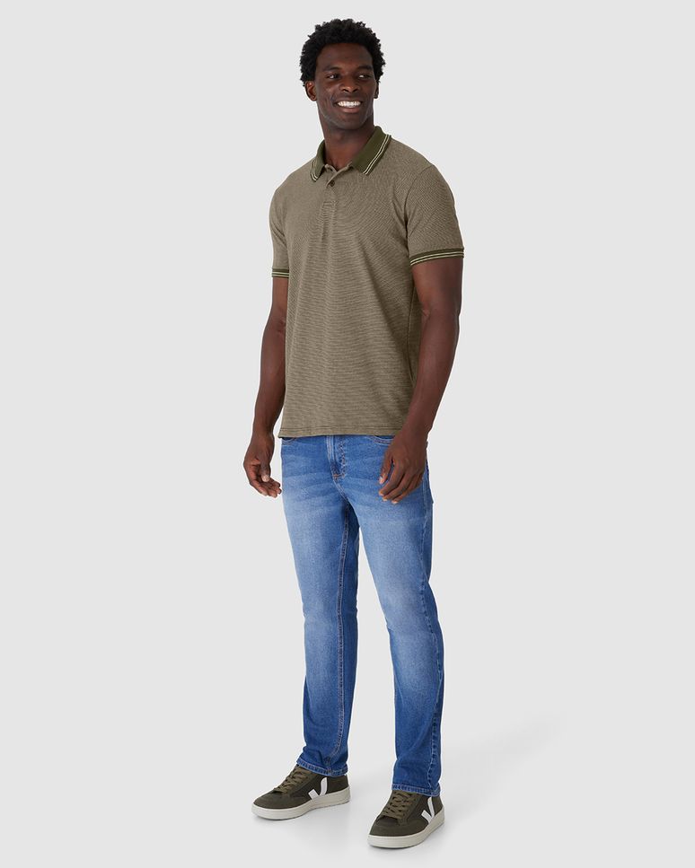 Camisa Polo Masculina Regular Em Piquet Pontilhado