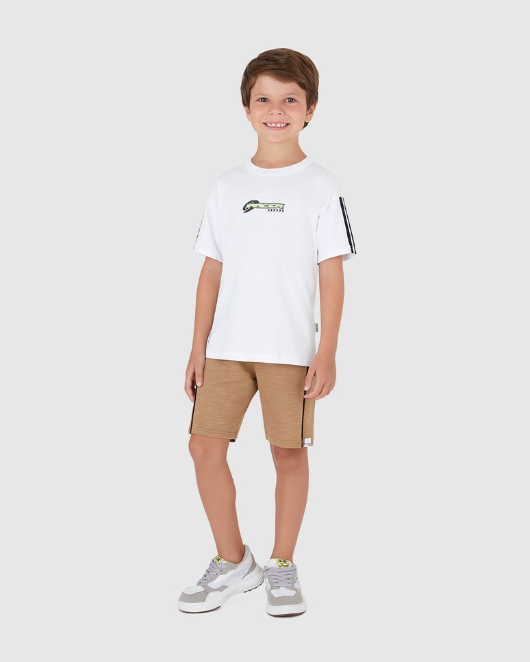 Bermuda Infantil Menino Bolso Costas Em Moletom Rajado Malwee Kids