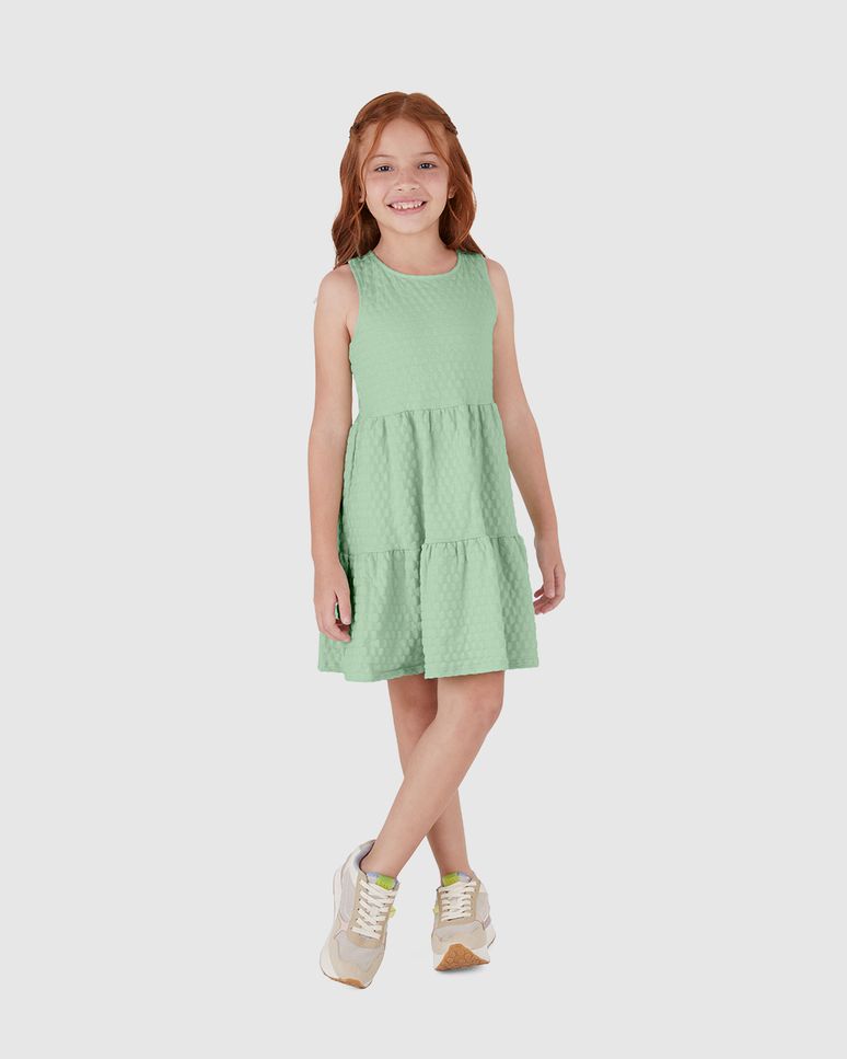 Vestido Infantil Detalhe Transpassado Costas Em Malha Texturizada Malwee Kids