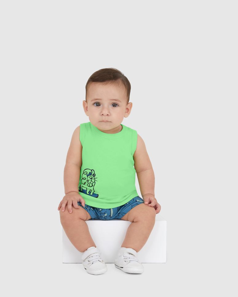 Conjunto Bebê Menino Regata E Bermuda Skatista Radical Em Algodão Malwee Kids