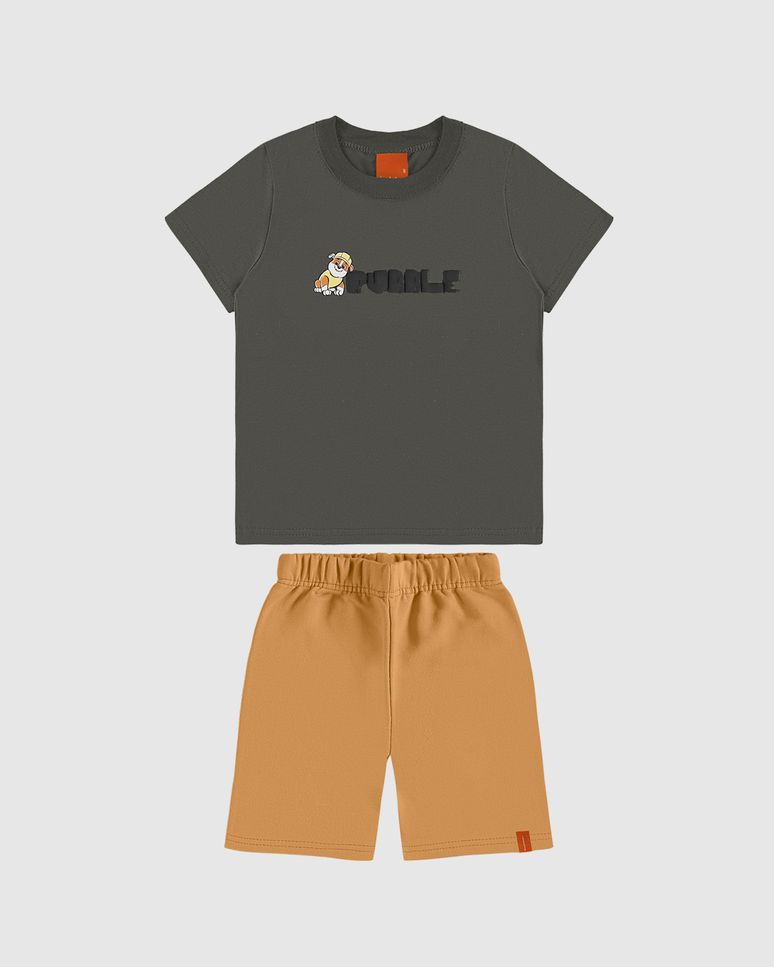 Conjunto Infantil Menino Patrulha Canina Bermuda Moletinho Malwee Kids