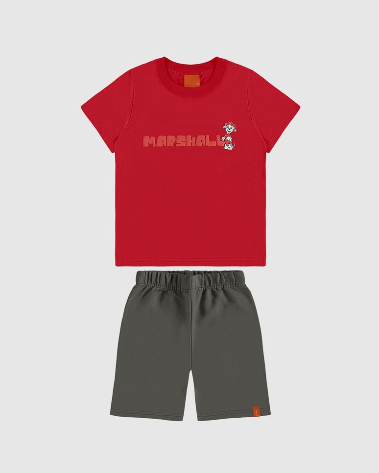 Conjunto Infantil Menino Patrulha Canina Bermuda Moletinho Malwee Kids