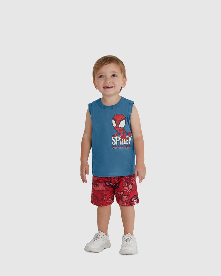 Conjunto Infantil Menino Bermuda Estampada Homem-Aranha Malwee Kids