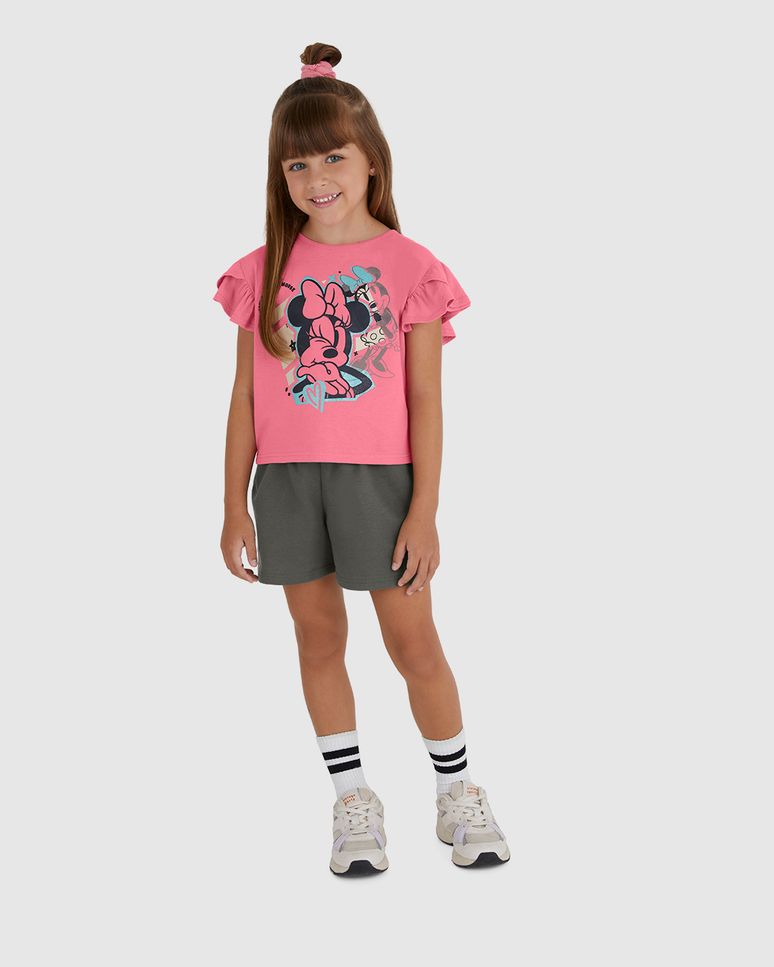 Conjunto Infantil Menina Estampa Glitter Minnie Mouse Disney Malwee Kids