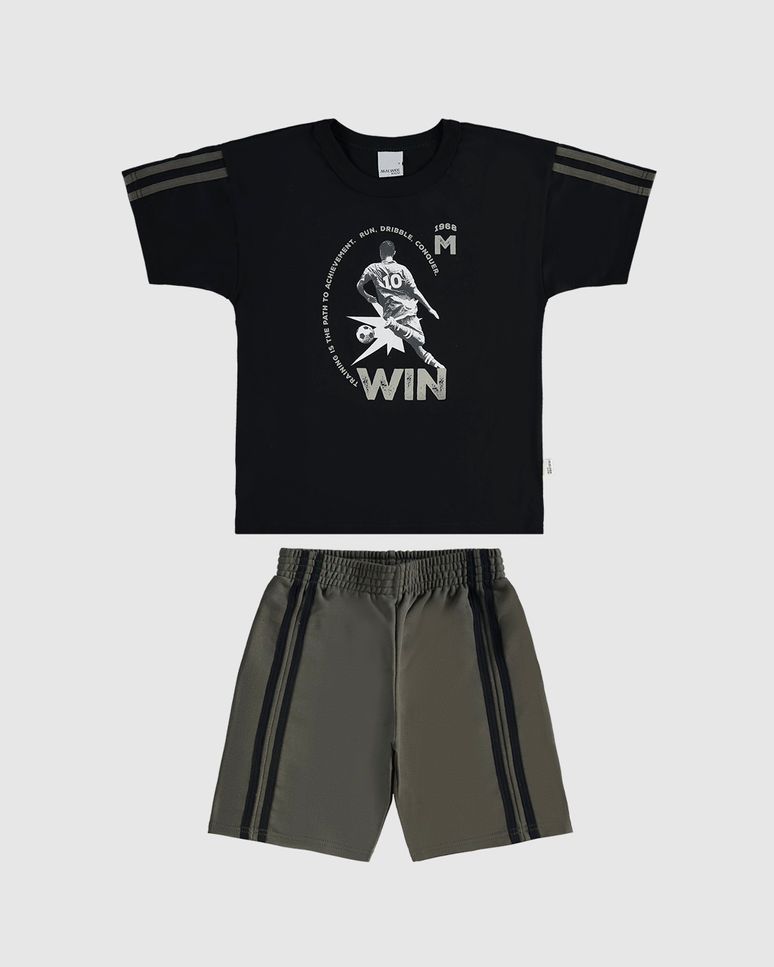 Conjunto Infantil Menino Estampa Com Resina Esportivo Em Algodão Malwee Kids