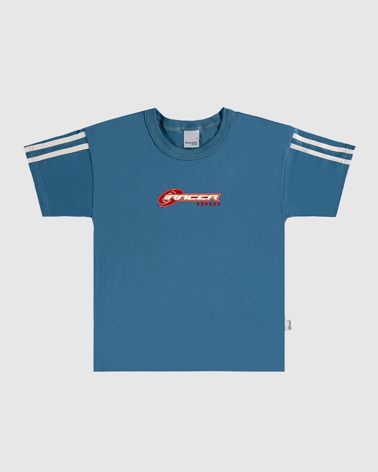 Camiseta Infantil Menino Listras Na Manga Em Algodão Malwee Kids