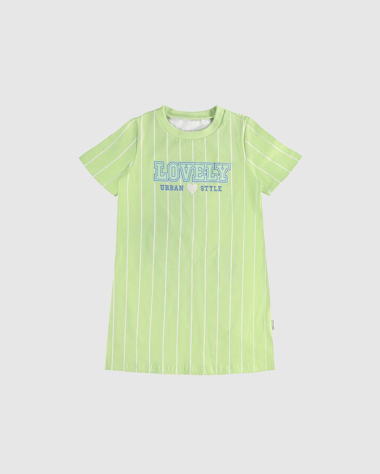 Vestido T-Shirt Infantil Lovely Urban Style Listrado Em Algodão Malwee Kids