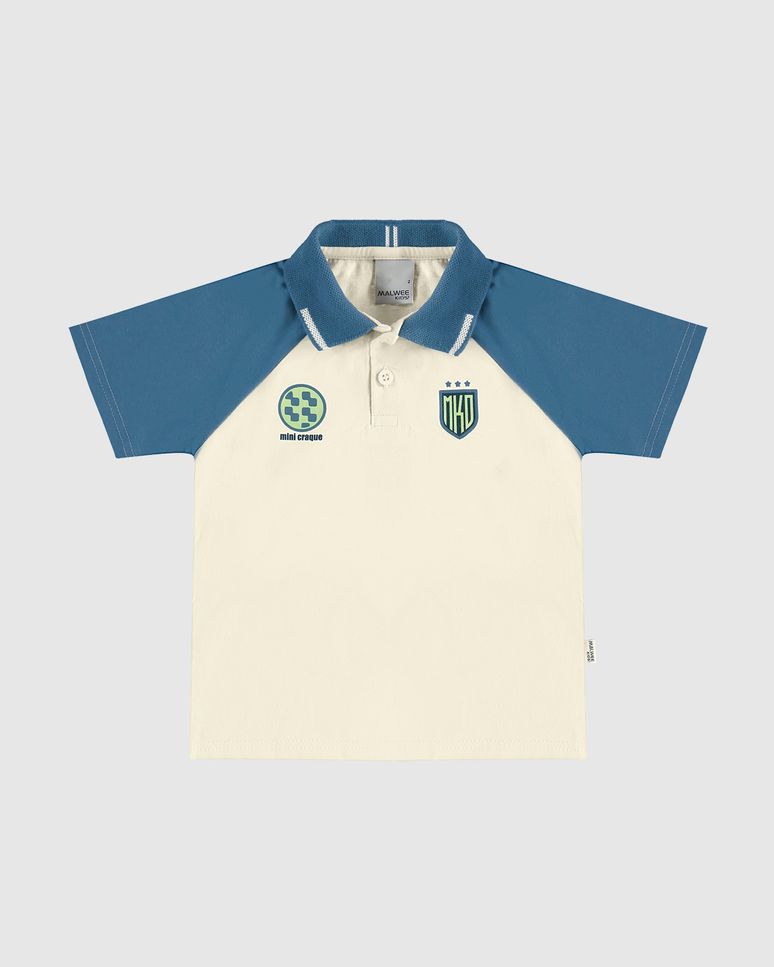 Camisa Polo Infantil Menino Estampa Mini Craque Em Algodão Malwee Kids