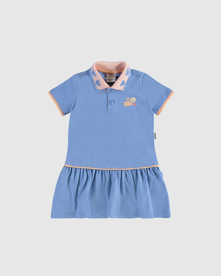 Vestido Polo Infantil Gola Retilínea Estampa Peitoral Em Algodão Malwee Kids