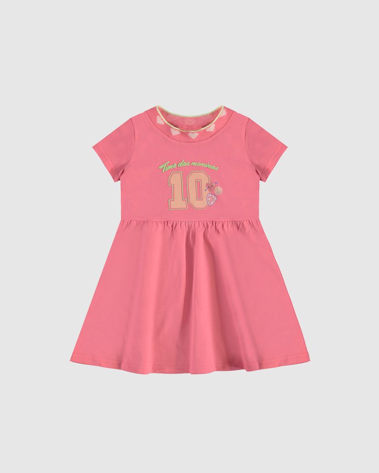 Vestido Infantil Gola Retilínea Time Das Meninas Em Algodão Malwee Kids