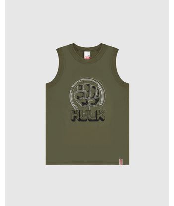 Regata Infantil Menino Alça Larga Hulk Avengers Em Algodão Malwee Kids