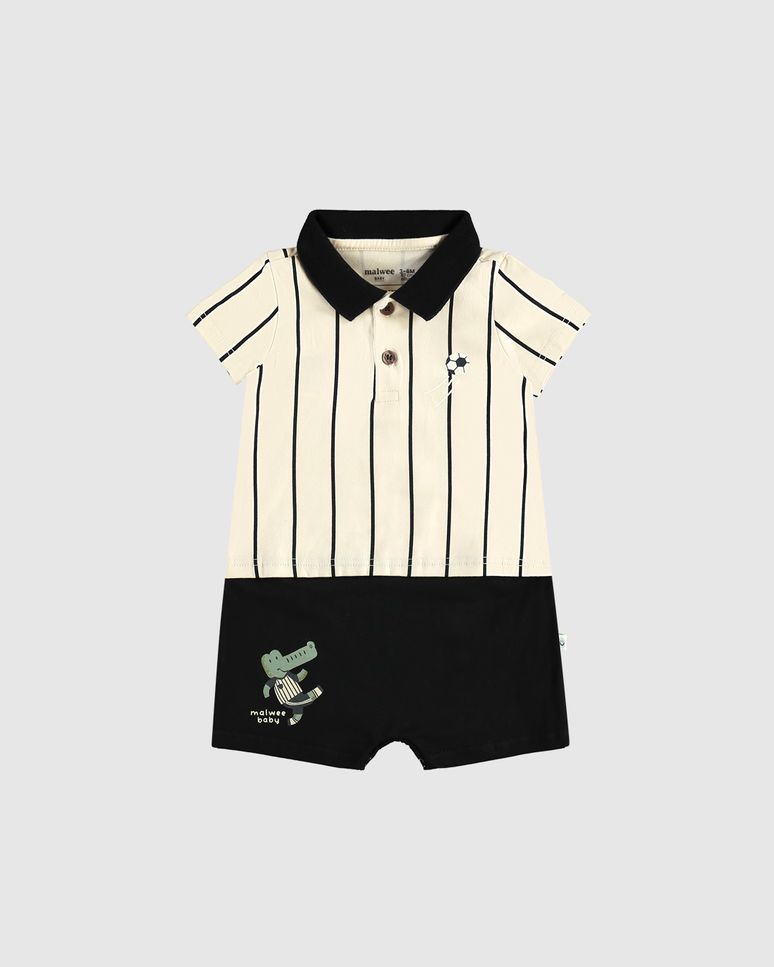 Macaquinho Polo Bebê Menino Listrado Em Algodão Malwee Kids