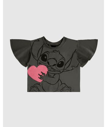 Blusa Infantil Menina Box Manga Godê Stitch Disney Em Algodão Malwee Kids