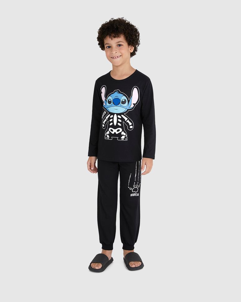 Pijama Longo Infantil Unissex Estampa Stitch Disney Em Algodão Malwee Kids