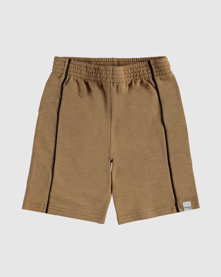 Bermuda Infantil Menino Bolso Costas Em Moletom Rajado Malwee Kids