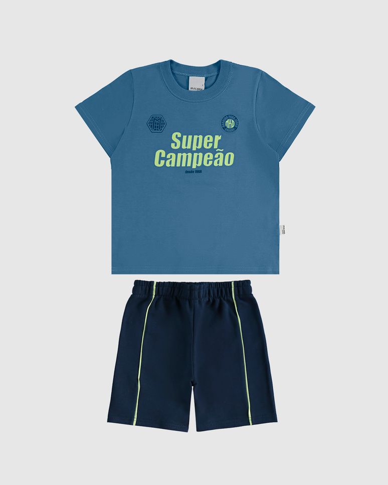 Conjunto Infantil Menino Super Campeão Em Algodão Malwee Kids