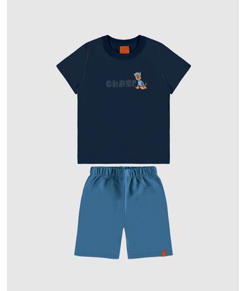 Conjunto Infantil Menino Patrulha Canina Bermuda Moletinho Malwee Kids