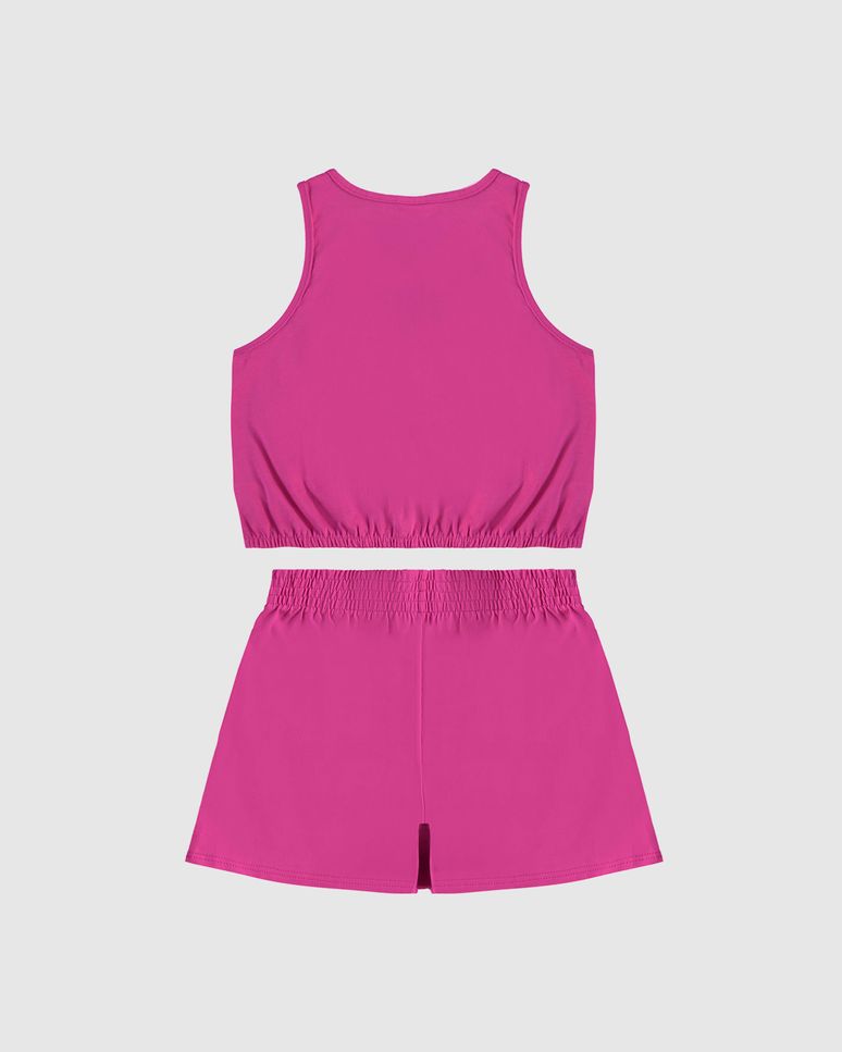Conjunto Infantil Menina Regata Cropped E Shorts Saia Em Algodão Malwee Kids