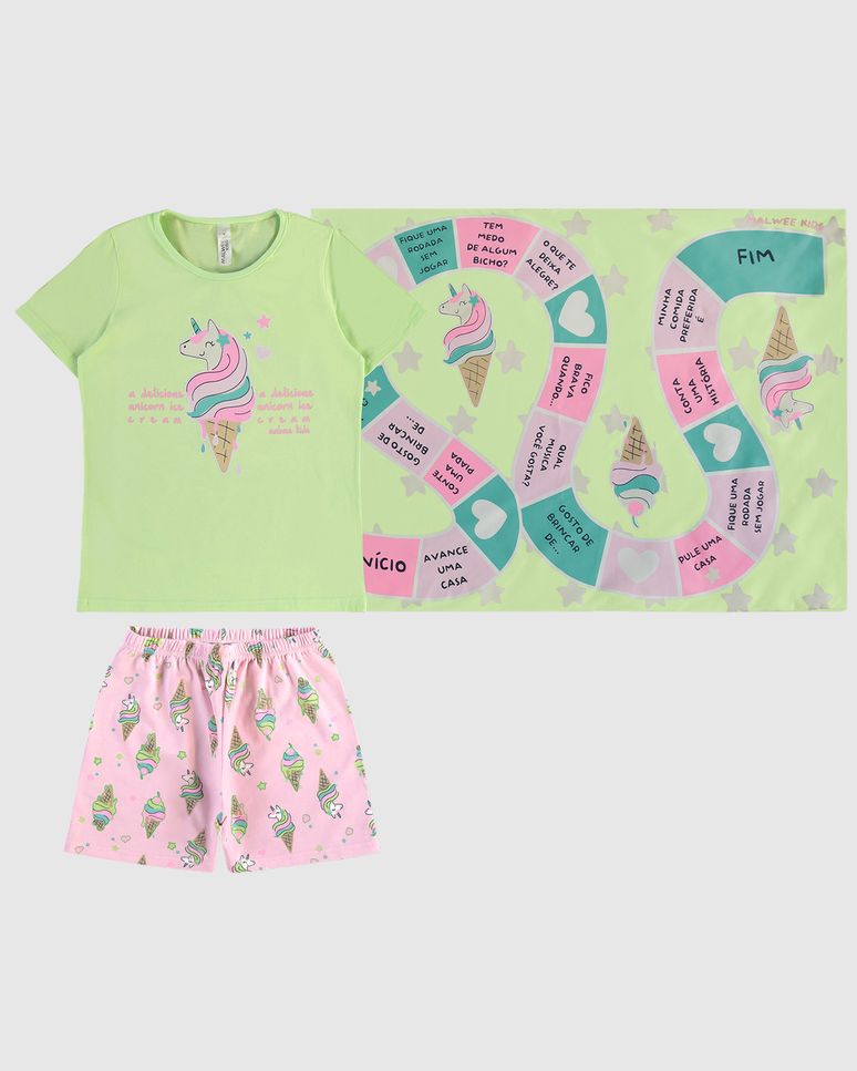 Pijama Infantil Menina Estampa Brilha No Escuro + Fronha Em Algodão Malwee Kids